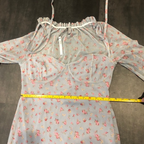 NEW ASOS Dobby Mesh Floral Print Mini Dress - Picture 12 of 13